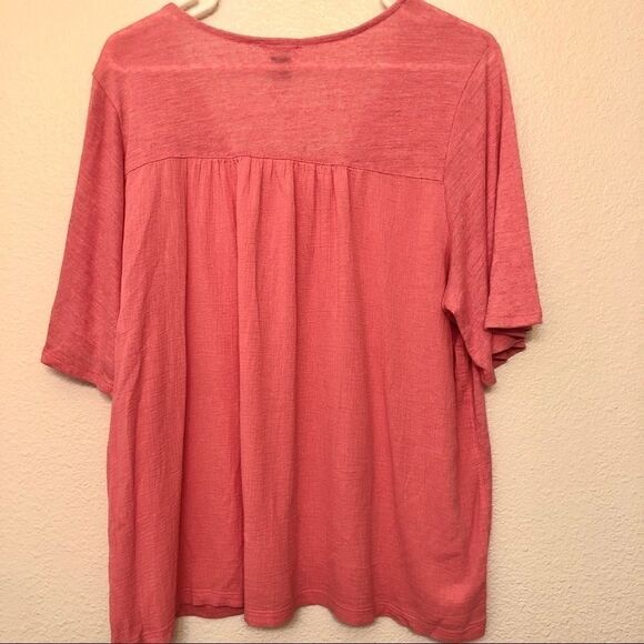 Old navy coral knit blouse t shirt top -Large - Picture 2 of 8
